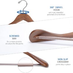 Nature Smile Luxury Wooden Suit Hangers 6 Pack Wood Coat Hangers Jacket Outerwear Shirt Hangers (Retro Color)
