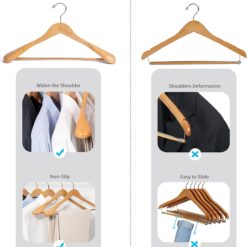 Nature Smile Luxury Natural Wooden Suit Hangers, Wood Coat Hangers, Jacket Outerwear Shirt Hangers - 6 Pack