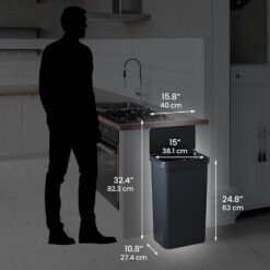 iTouchless Prime 13.2 Gallon Sensor Trash Can, Durable Dent-Proof Construction, Slim and Space-Efficient Automatic Bin Black Color