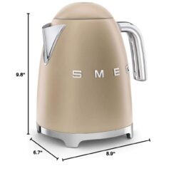 SMEG 50's Retro Style Electric Water Kettle with Automatic Shutoff, Removable Base, and Water Indicator, KLF03CHMUS, Matte Campagne