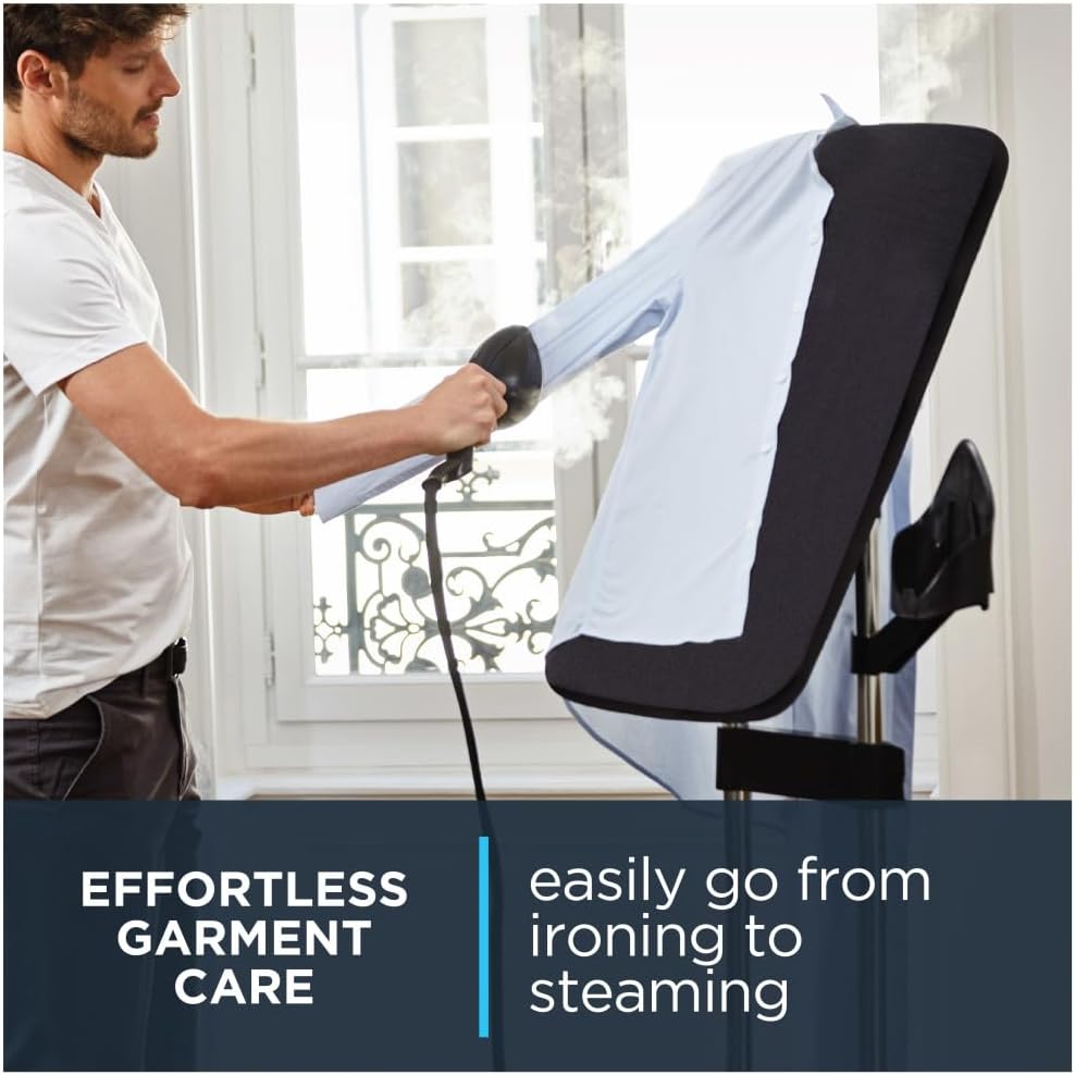 Rowenta IXEO Steamer for Clothes with Ironing Board 65 Inches 45 Second Heatup, 1 Liter Capacity 1500 Watts Ironing,Black