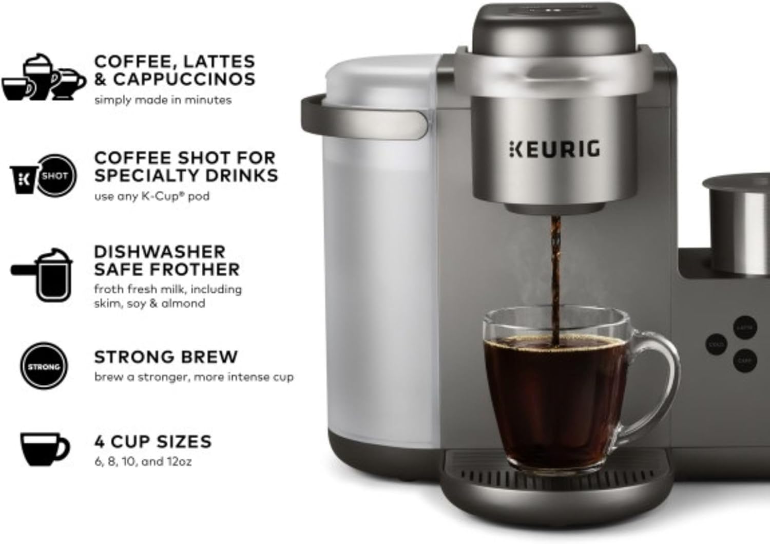 Silver Keurig K-Cafe Single Serve K-Cup Coffee, Latte and Cappuccino Maker