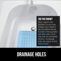 GORILLA GRIP Patented Bath Tub Shower Mat, 35x16 Washable Bathtub Floor Mats, Suction Cups and Drain Holes to Keep Tubs Clean, Blue