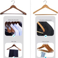 Nature Smile Luxury Wooden Suit Hangers 6 Pack Wood Coat Hangers Jacket Outerwear Shirt Hangers (Retro Color)