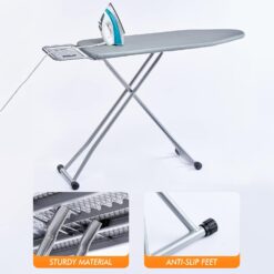 BKTD Foldable Ironing Board with Heat Resistant Cover - Sturdy Metal Frame (13 x 34 x 53 Inches) (Silver Gray)
