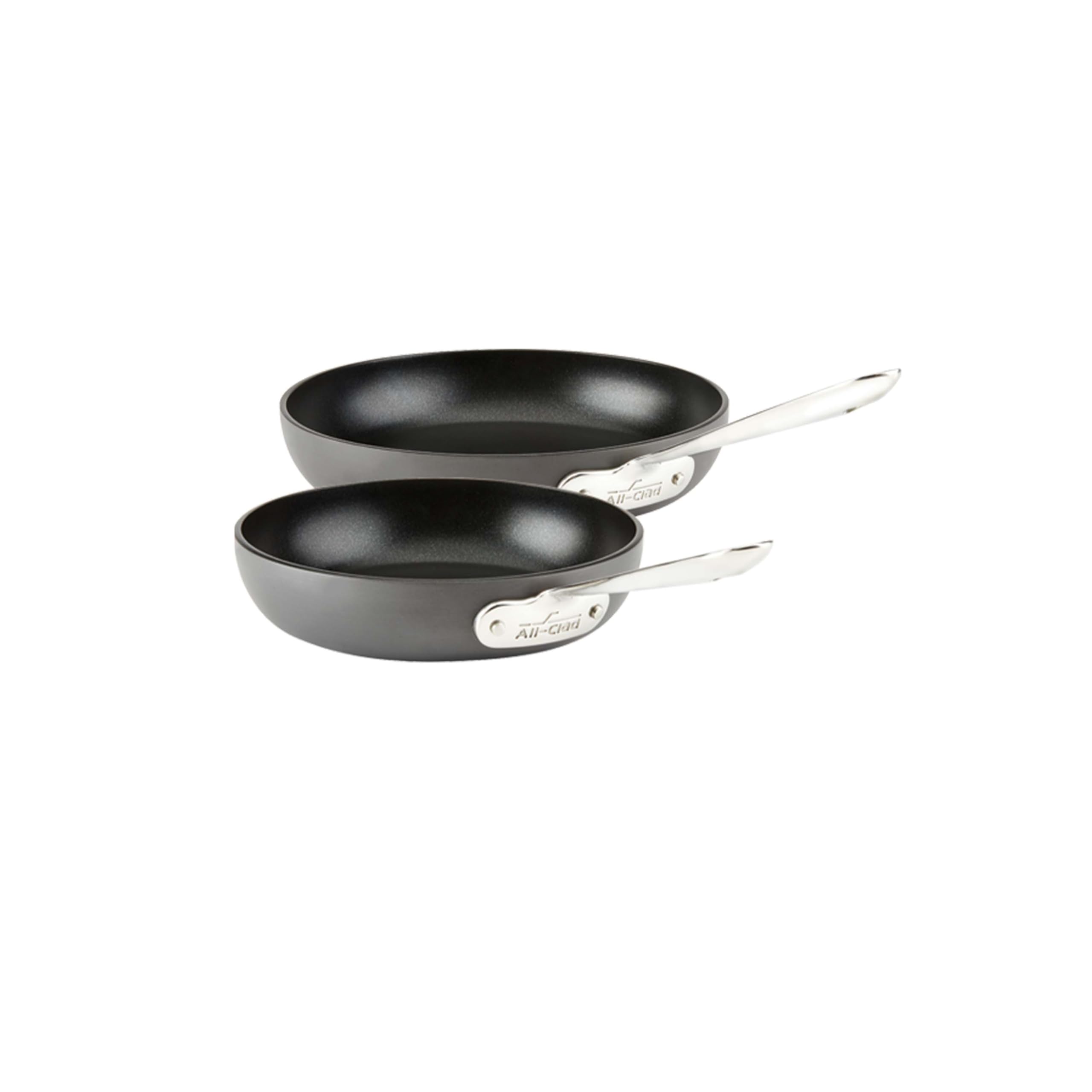 All-Clad HA1 Hard Anodized Non Stick Fry Pan Set 2 Piece, 8, 10 Inch, Induction, Oven Broiler Safe 500F, Dishwasher Safe Black