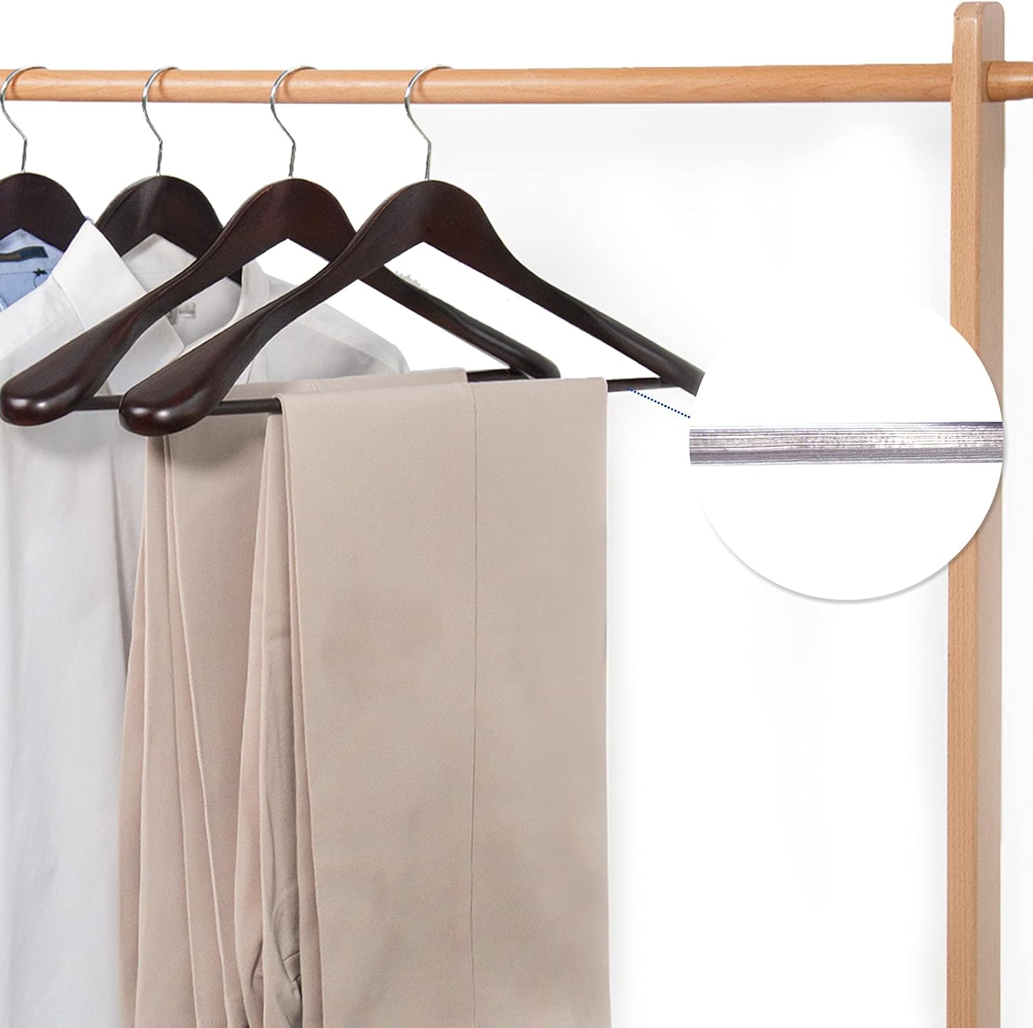Nature Smile Luxury Mahogany Wooden Suit Hangers - 6 Pack - Wood Coat Hangers, Jacket Outerwear Shirt Hangers