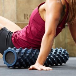 RumbleRoller Extra Firm Textured Muscle Foam Roller Manipulates Soft Tissue Like A Massage Therapist (Black, Compact)