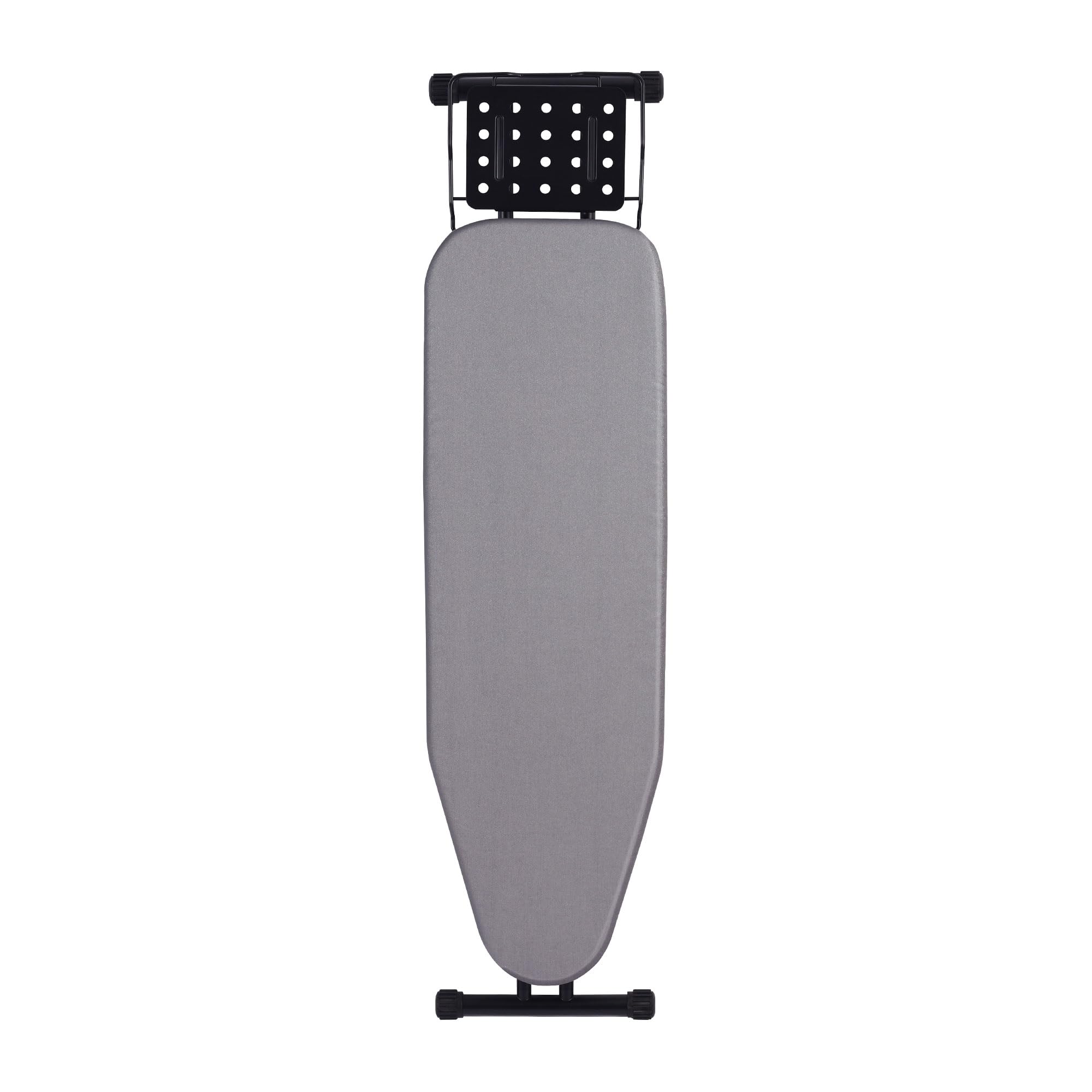 Deluxe Ironing Board with Heat Resistant Cover and Thicken Felt Pad, Heavy Sturdy Legs, Full Size Hanger Iron Board, Foldable (L-Grey)