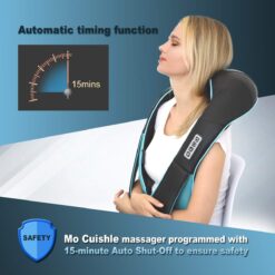 Mo Cuishle Neck Massager with Heat, Shiatsu Back Shoulder Massager, Black