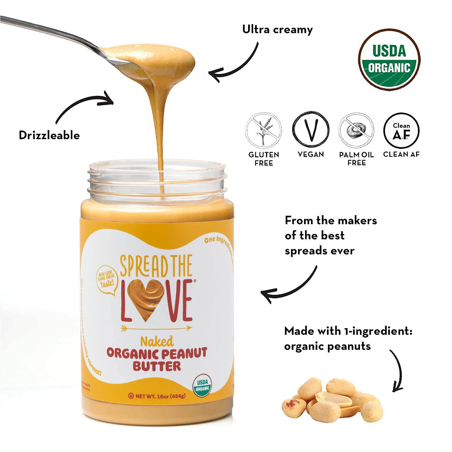 Spread The Love NAKED Organic Peanut Butter (3-Pack)