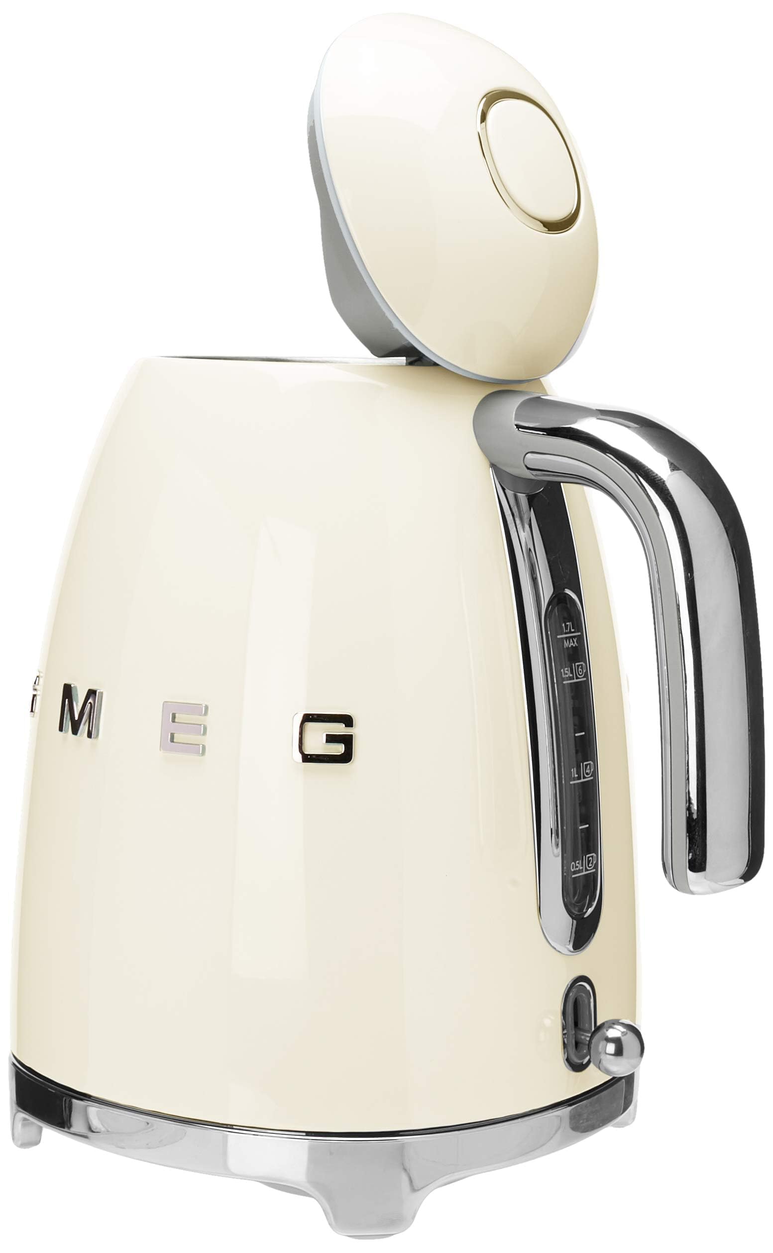 SMEG 50's Retro Style Electric Water Kettle with Automatic Shutoff, Removable Base, and Water Indicator, KLF03CRUS, Cream