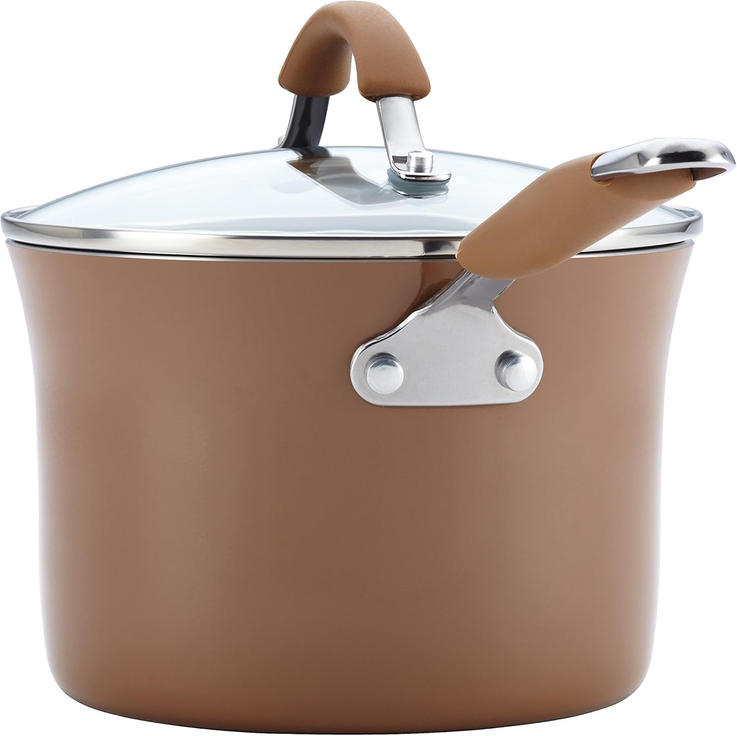 Rachael Ray Cucina Nonstick Cookware Pots and Pans Set, 12 Piece, Mushroom Brown