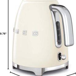 SMEG 50's Retro Style Electric Water Kettle with Automatic Shutoff, Removable Base, and Water Indicator, KLF03CRUS, Cream