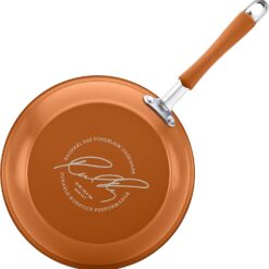 Rachael Ray Cucina Nonstick Cookware Pots and Pans Set, 12 Piece, Pumpkin Orange