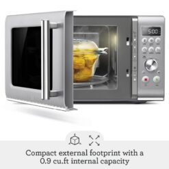 Breville BMO650SIL1BUC1 the Compact Wave Soft Close Countertop Microwave, Silver