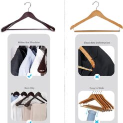 Nature Smile Luxury Mahogany Wooden Suit Hangers - 6 Pack - Wood Coat Hangers, Jacket Outerwear Shirt Hangers