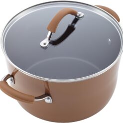 Rachael Ray Cucina Nonstick Cookware Pots and Pans Set, 12 Piece, Mushroom Brown