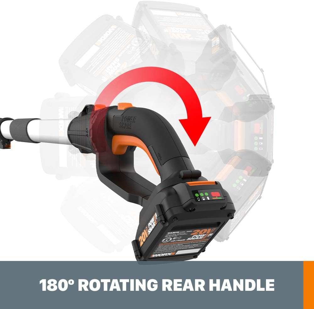 WORX WG252 20V 20" Cordless Hedge Trimmer, Reach Up to 12 Feet, Extended Pole – Battery & Charger Included