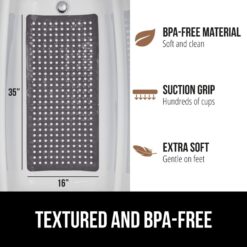 GORILLA GRIP Patented Bath Tub Shower Mat, 35x16 Washable Bathtub Floor Mats, Charcoal Opaque