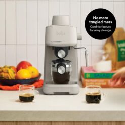 BELLA Steam Espresso Maker with Microfoam Wand, Removable Drip Tray & Dishwasher Safe Glass Carafe & Portafilters, 3.5 Bar, Oatmilk