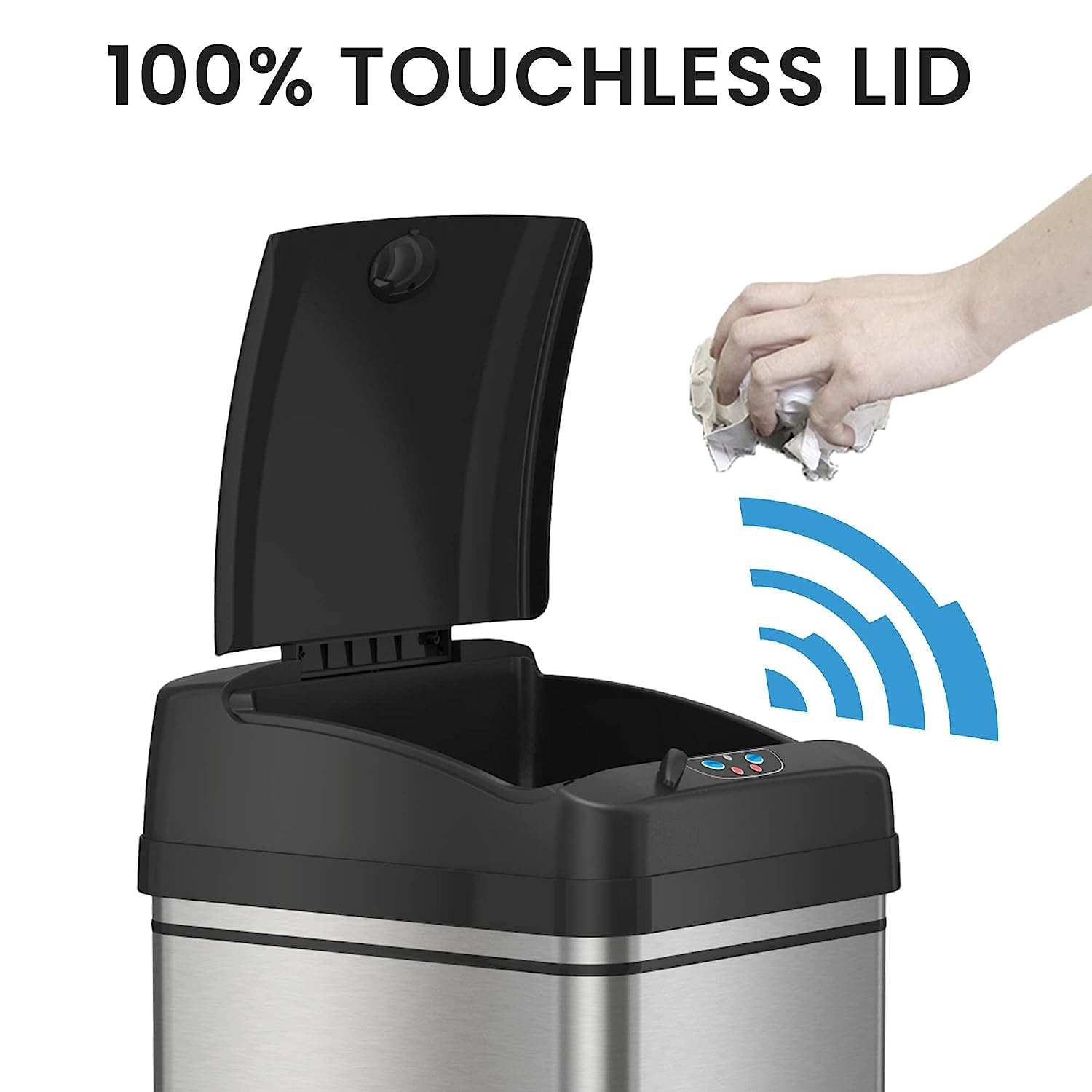 iTouchless 13 Gallon Dog Proof Trash Can with Odor Filter, Motion Sensor Stainless Steel Kitchen Trashcan Garbage Bin