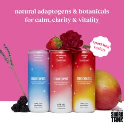 Moment Botanical Soda Soft Drink (Shark Tank), L-Theanine & Ashwagandha for Calm & Clarity 12-pack