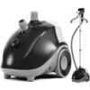 Sweetcrispy Standing Garment Steamer, 1500W Powerful Steamer for Clothes with Roll Wheels, Black&Grey