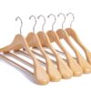 Nature Smile Luxury Natural Wooden Suit Hangers, Wood Coat Hangers, Jacket Outerwear Shirt Hangers - 6 Pack