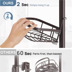 SEIRIONE Rustproof Shower Corner Caddy Organizer for Bathroom,Tension Pole with 4 Baskets,39.2 to 113 Inch Height, Bronze