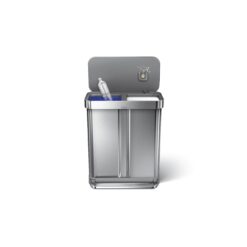 simplehuman 58 Liter, 15.3 Gallon Rectangular Hands-Free Dual Compartment Recycling Kitchen Step Trash Can, Brushed Stainless Steel