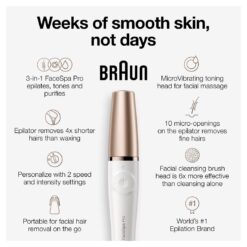 Braun Face Epilator Facespa Pro 911, Facial Hair Removal for Women, Hair Removal Device, 3-in-1 Epilating