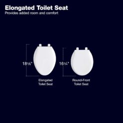 KOHLER 20466-0 Stonewood Elongated Toilet Seat with Quiet-Close Lid, Molded Wood Toilet Seat, White