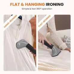 Sweetcrispy Standing Garment Steamer, 1500W Powerful Steamer for Clothes with Roll Wheels, Black&Grey