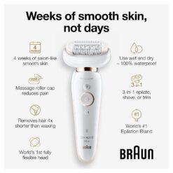 Braun Epilator Silk-épil 9 9-020 with Flexible Head, Facial Hair Removal for Women, Hair Removal Device, Shaver & Trimmer, Cordless