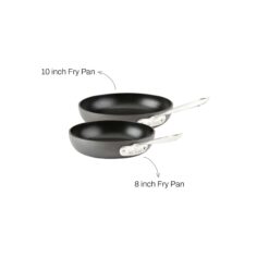 All-Clad HA1 Hard Anodized Non Stick Fry Pan Set 2 Piece, 8, 10 Inch, Induction, Oven Broiler Safe 500F, Dishwasher Safe Black