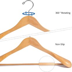 Nature Smile Luxury Natural Wooden Suit Hangers, Wood Coat Hangers, Jacket Outerwear Shirt Hangers - 6 Pack
