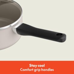 bella 21 Piece Kitchen Set with EverGood Ceramic Nonstick Coating, Dishwasher & Oven Safe, All Stovetops Compatible, Tempered Glass Lids & Cool Touch Handles, Oatmilk