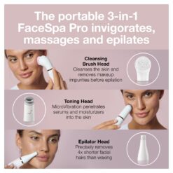 Braun Face Epilator Facespa Pro 911, Facial Hair Removal for Women, Hair Removal Device, 3-in-1 Epilating