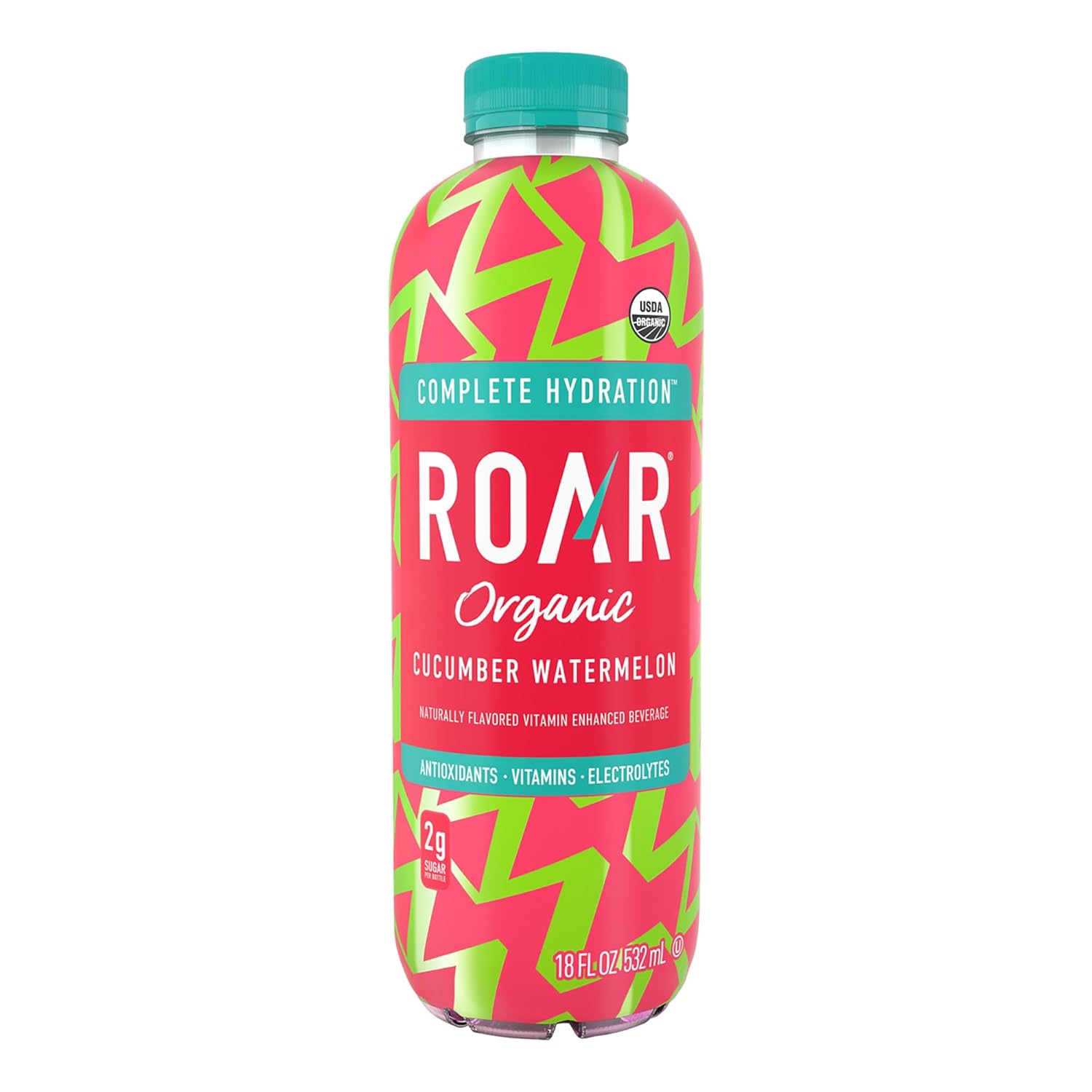 Roar Organic Electrolyte Infusions - USDA Organic - Cucumber Watermelon, Coconut Water Infused Beverage 18 Fl Oz (Pack of 12)