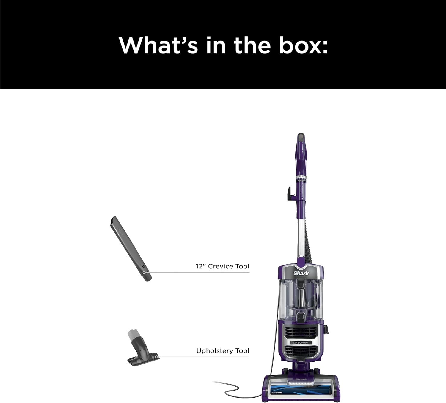 Shark ZD201 Lift-Away Upright Vacuum with Powerfins, Self-Cleaning Brushroll, Anti-Allergen Complete Seal Technology, Eggplant