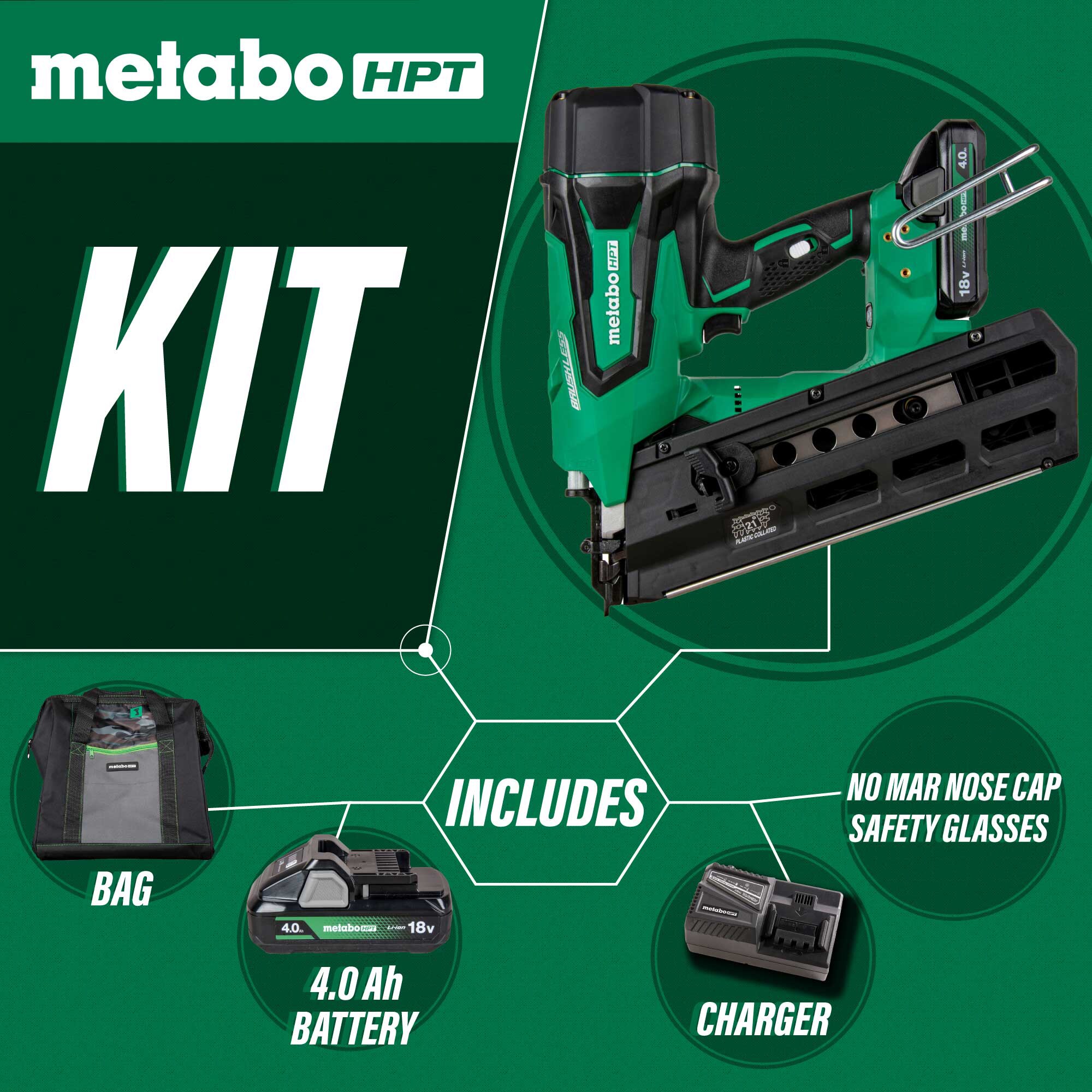 Metabo HPT 3-1/2-in 21 -Degree Cordless Battery Included and Charger Included ) - Image 4