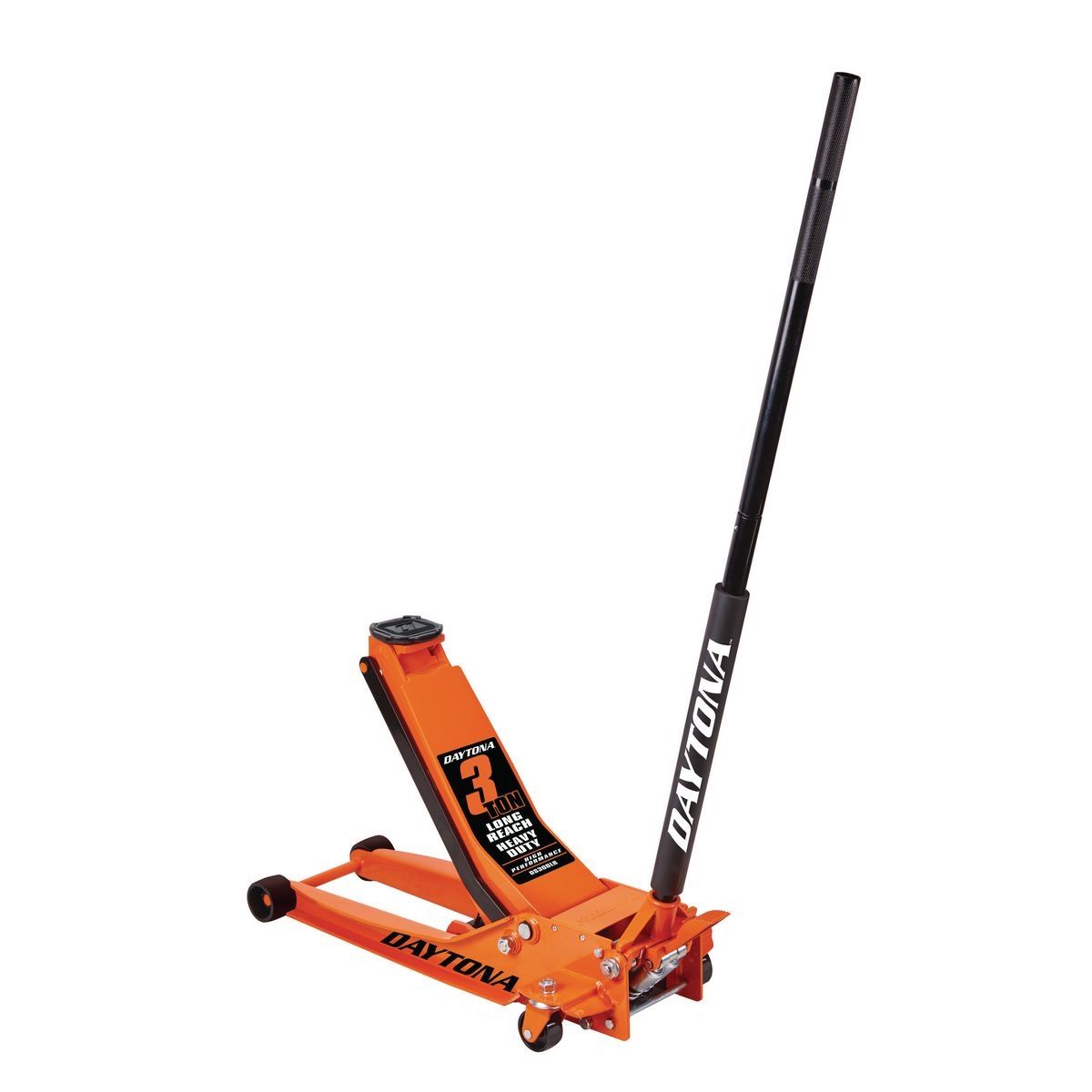 DAYTONA 3 Ton Long-Reach Low-Profile Professional Floor Jack with RAPID PUMP, Orange