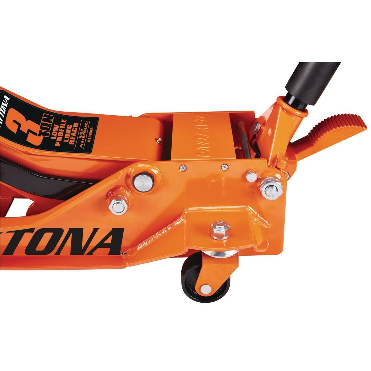 DAYTONA 3 Ton Long-Reach Low-Profile Professional Floor Jack with RAPID PUMP, Orange