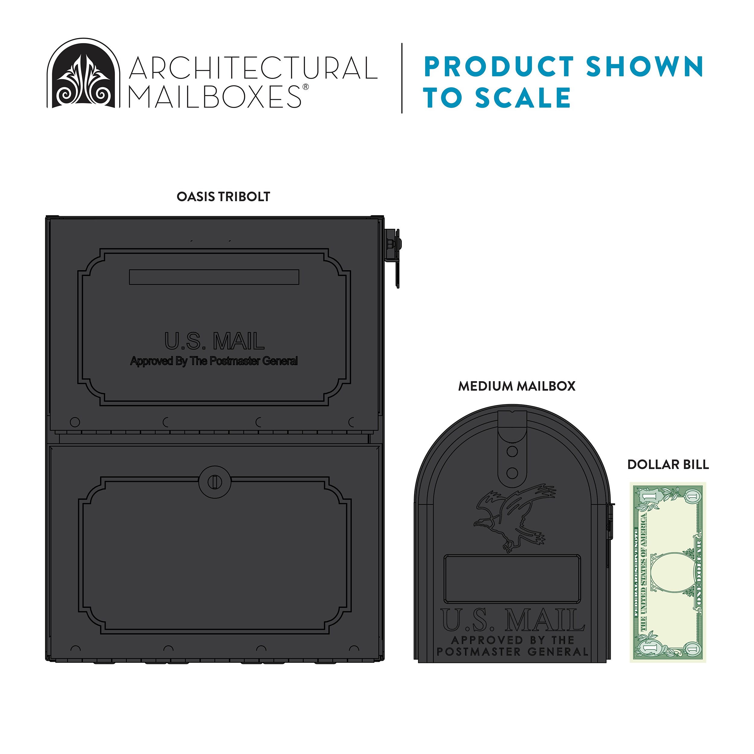 Architectural Mailboxes Oasis TriBolt Locking Metal Extra Large Mailbox Black - Image 7