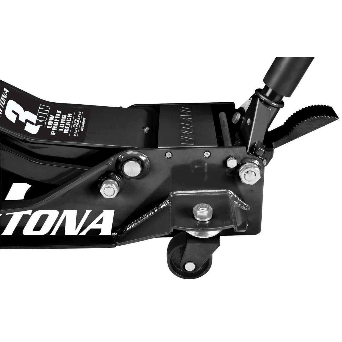 DAYTONA 3 Ton Long-Reach Low-Profile Professional Floor Jack with RAPID PUMP, Black