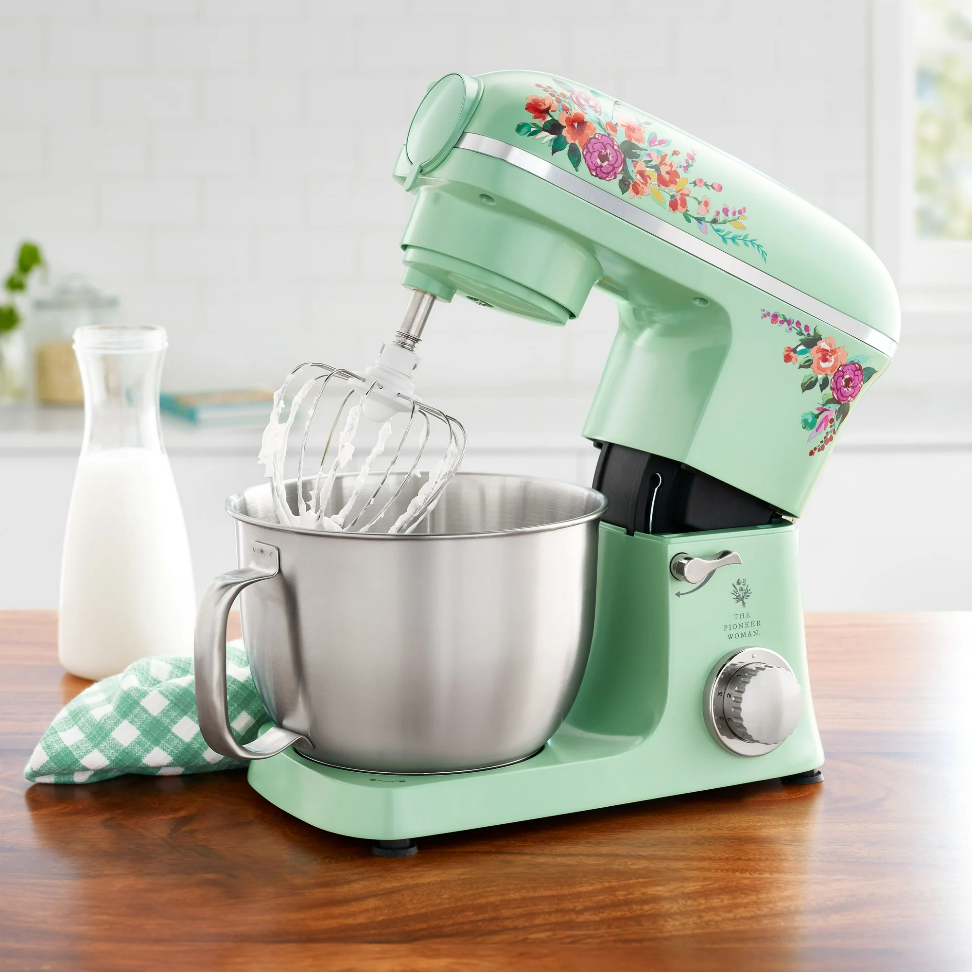 The Pioneer Woman 5 Quart 600W 6-Speed Professional Stand Mixer with Beater, Dough Hook and Whisk-Painted Meadow