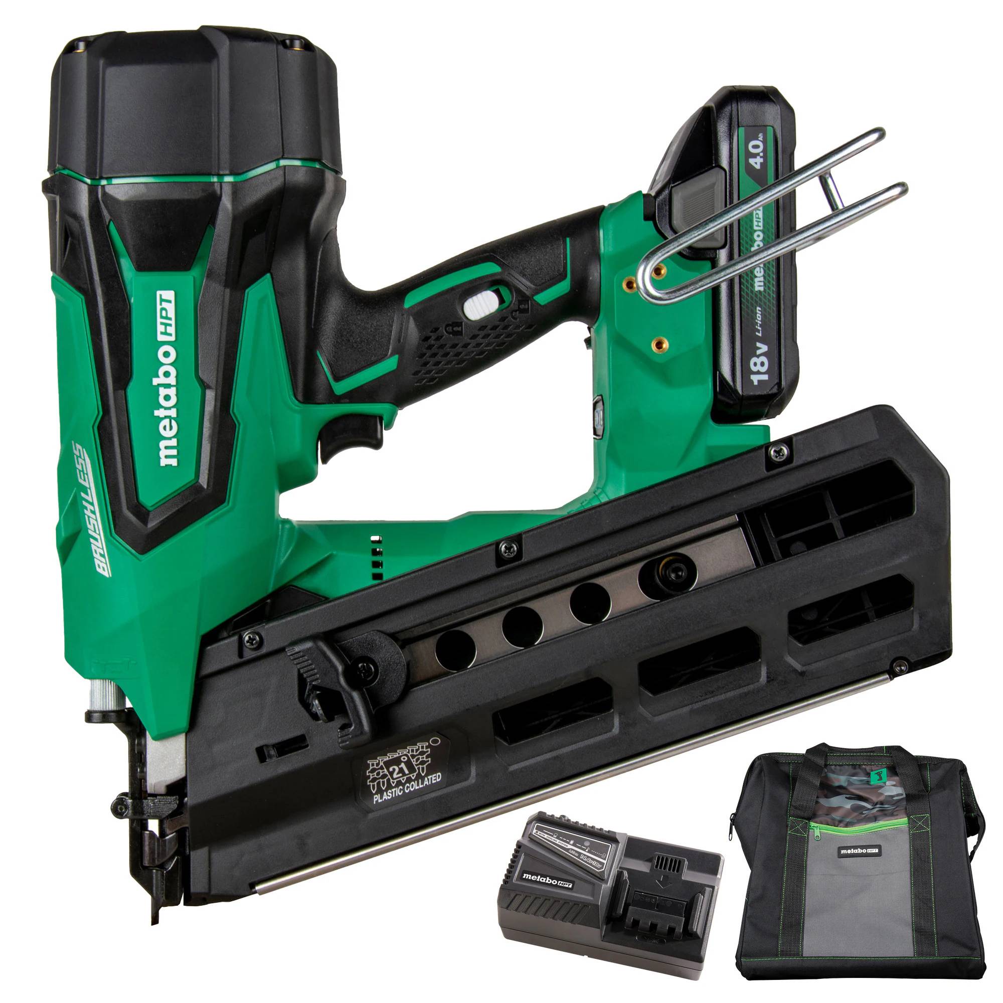 Metabo HPT 3-1/2-in 21 -Degree Cordless Battery Included and Charger Included )