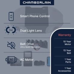 Alternative view of Chamberlain 1/2 HP myQ Smart Compatible Belt drive Garage Door Opener Wi-Fi Compatibility