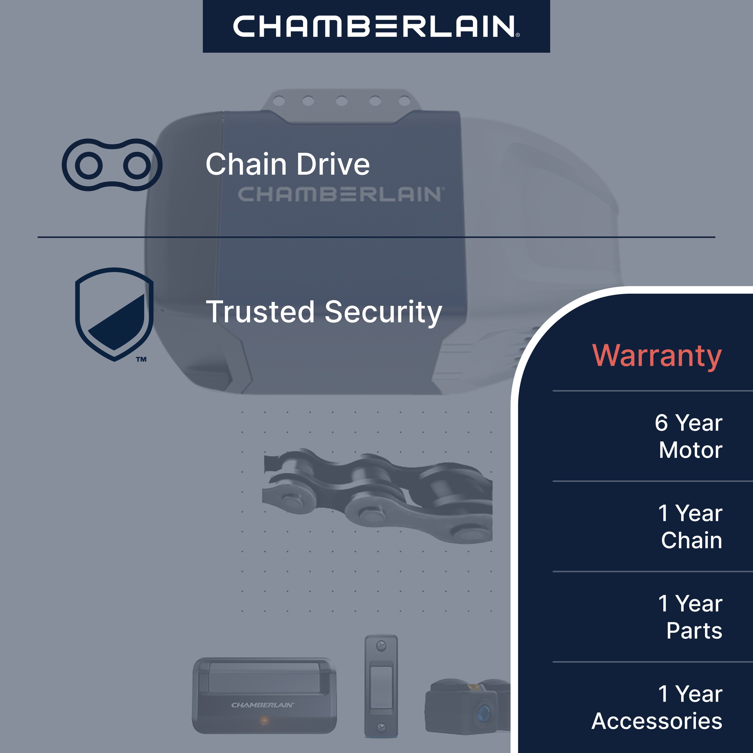 Chamberlain 1/2 HP Chain drive Garage Door Opener - Image 2